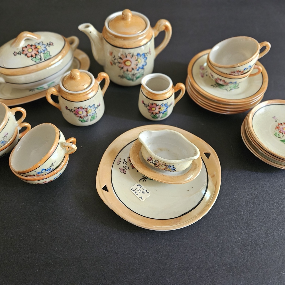 1940s Occupied Japan Handpainted Miniature Vintage Floral Ceramic Tea Set
